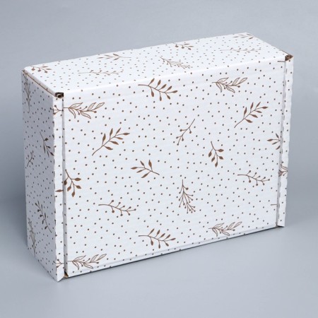 Box Gift team, packaging, "branches", white, 27 x 21 x 9 cm-3