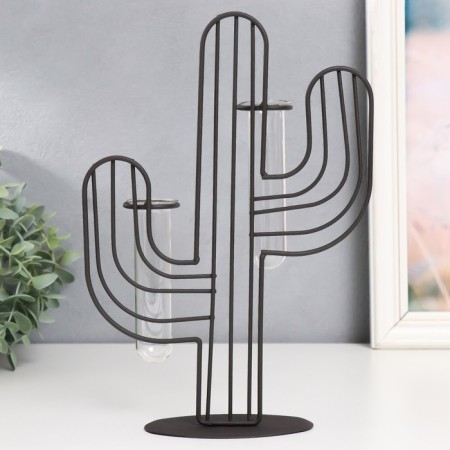 Decor metal, glass "Cactus" black 19x5.5x27 cm-3