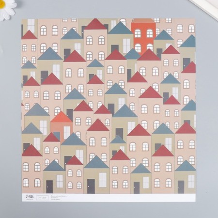 Scrapbooking paper "Houses" density 180 g 30.5x32 cm-1