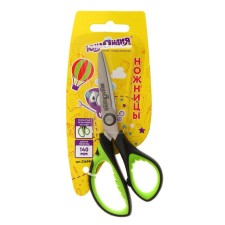 Scissors 14 cm Junland, ribbed rubber inserts, packaging with euro suspension, black and salt