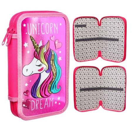 Penal frame with metallic effect, 2 sections, 125x205x40 mm, laminated cardboard, Minnie Mouse and unicorn-1