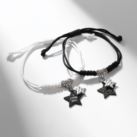 Bracelets "Demetrons" stars, love, black and white color-1
