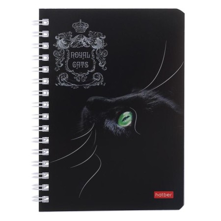 Notebook A6, 80 sheets, in a cage, on a crest, Royal Cats, cardboard cover, OFSET BOLOK, MIX-3