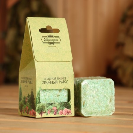 Salt briquette Cube "coniferous mix" 200 g "Dobroparov" fir, pine, spruce-7