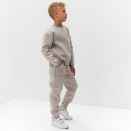 Children's costume with the basis (sweatshirt, pants) minku, gray color, height 140 cm-2
