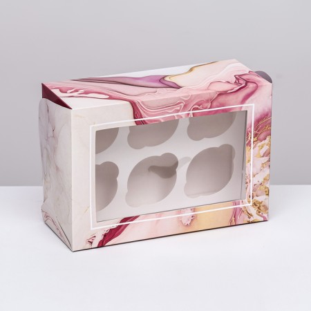 Packaging for 6 cupcakes with a window, "best moments", 25 x 17 x 10 cm