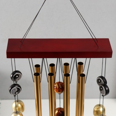 Wind Music Metal, tree "Yin-Yang" 8 tubes 5 bells 56x19.5x5 cm-1