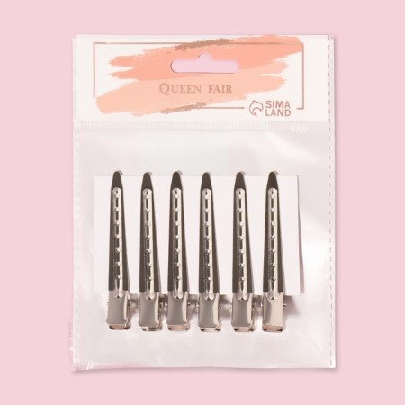 Hair clips, set - 6 pcs, 7 cm, silver color-5