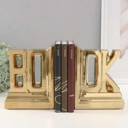 Book holders Ceramics "Inscription - Book" Set 2 pcs gold 28x7x17.5 cm-3