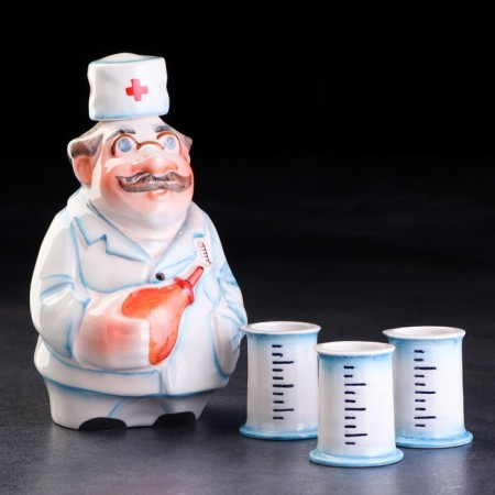 Porcelain Set: Dr. Snar, 0.5 l + 3 glasses