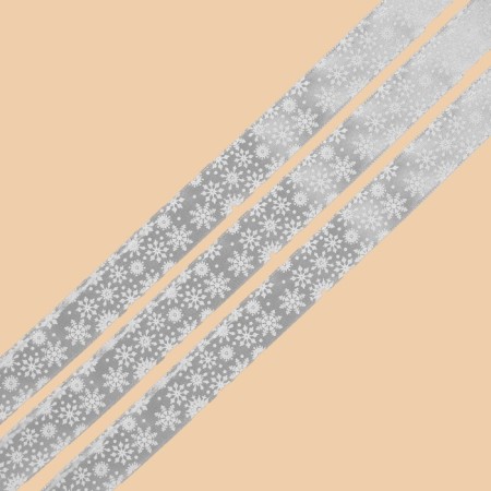 Satin ribbon "White snowflakes", 2 cm × 5 m-2