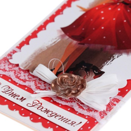 Money envelope "Happy Birthday!" handmade, dress, 8x16 cm-3