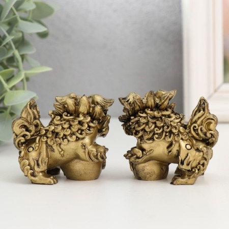 Nezke Polystone set 2 pcs "Heavenly Lions of Buddha" 4x6x5 cm-3