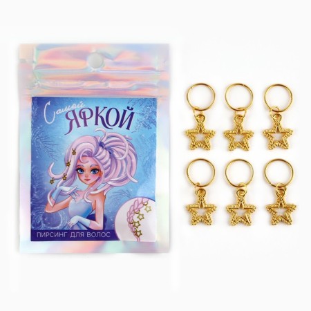 New Year's hair piercing "The brightest" for the New Year, 6 pcs-1