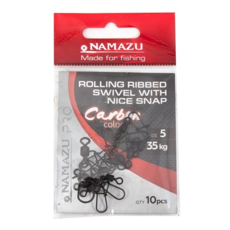 Swerting with a fastener Namazu Pro Rolling Ribbed Swivel, Carbon, size 5. Test-35 kg-4