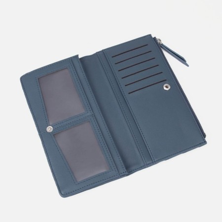 Women's wallet on the button, blue color-2