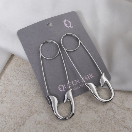 Earrings of the Modern pins, silver color-1