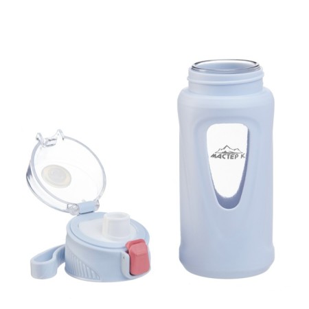 Water bottle, 400 ml, 19.5 x 7 x 5.2 cm, glass, blue-2