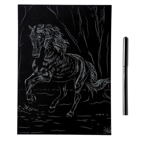 Engraving 18 × 24 cm, horses "Andaluz horse" (silver)-2