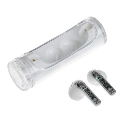 Wireless headphones YX11, TWS, inserts, BT 5.3. 28/200 mAh, noise -hand, transparent, white