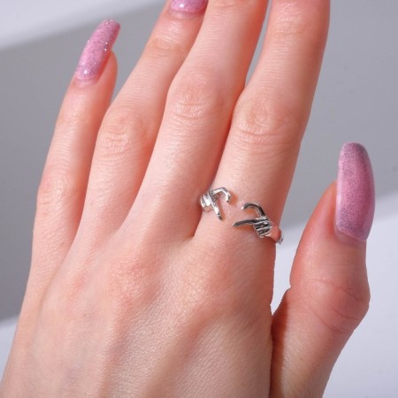 Ring "heart" from hands, color silver, dimensionless-1