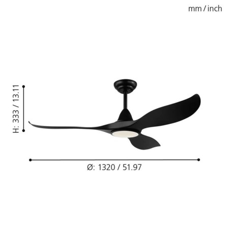 Ceiling fan with lamp Cirali 52, LED, 1x15W, black-4
