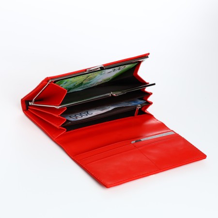 Women's wallet on magnets, red color-3