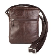 Male bag, lightning department, 1 external pocket, adjustable belt, brown color