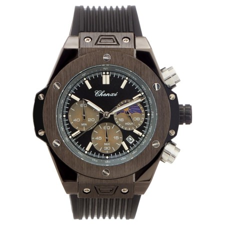 Men's watch, calendar, chronograph, D-4.2 cm, L-24 cm strap, luminous, 3 atm