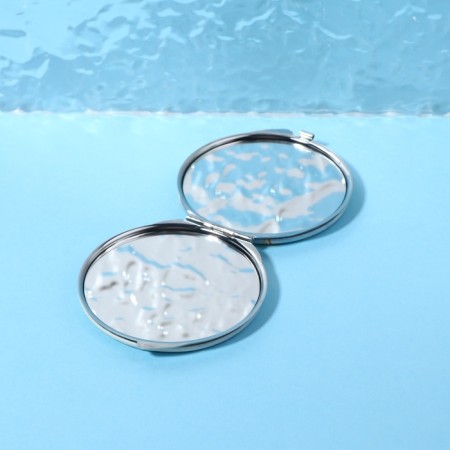 Folding mirror “owls”, d = 6 cm, with an increase, artificial leather, blue color-2