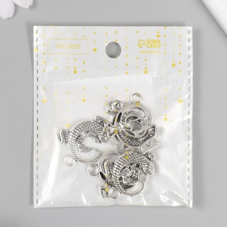 Decor for creativity Metal "Lizard" silver 3x2.4 cm-3