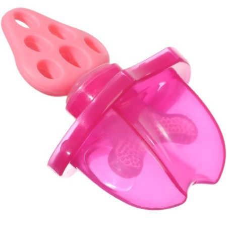 Silicone teether "for the front teeth", pink, with a cap, crumb I-1