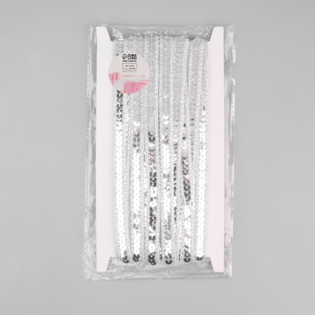 Decorative braid with sequins, 12 mm, 9 ± 0.5 m, silver color-2