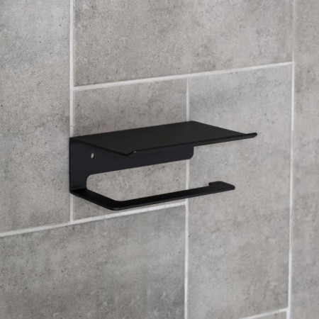 Holder for toilet paper with a shelf 6.5 × 16 × 11.5 cm, black color-4