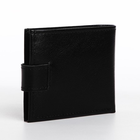 Male purse on a button, for bills, for cards, for coins, black color-1