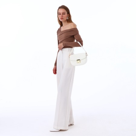 Women's bag on the valve, Textura, small size, white color-8