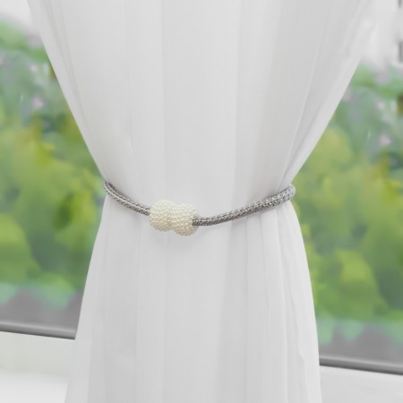 Picking for curtains "Balls from beads", d = 3 × 40 cm, white/light gray color-3