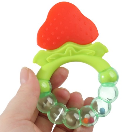 Silicone teether "strawberry", with a rattle, crumb I-9