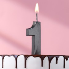 Свеча в торт на шпажке «‎Грань», цифра "1", черная, 5 см