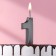 Candle in the cake on the skewer "Gran", the number "1", black, 5 cm