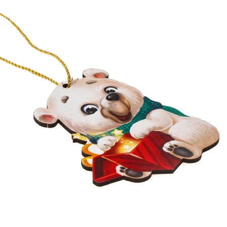 New Year's wooden pendant "New Year! Polar bear"-5