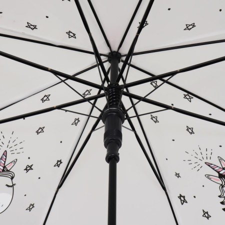 Umbrella - a semiautomatic “unicorn” cane, 8 spokes, r = 47 cm, white/pink color-2