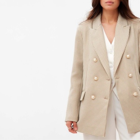 Jacket female double -breasted mist p. 48, beige/white-2