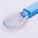 A spoon of a children's silicone for feeding, the color is blue