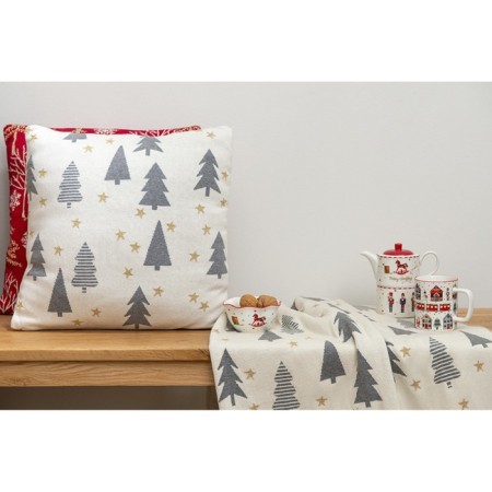 Knitted pillow with New Year's pattern Magic Forest New Year Essential, size 45x45 cm-5