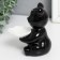 Souvenir ceramics stand "Bear with white flower" black 7x9x10.5 cm
