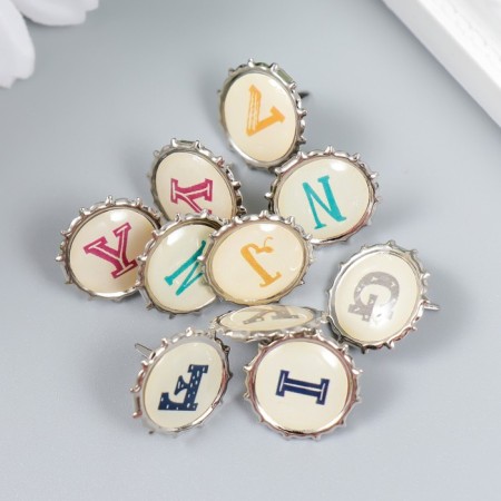 Brads for scrapbooking "English alphabet" set 10 pcs 1.5 cm