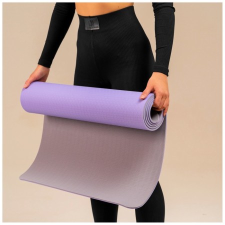 Fitness and yoga mat, 183x61x0.6 cm, gray/purple color-7
