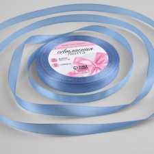 Satin tape, 10 mm × 23 ± 1 m, color of heavenly blue No. 278
