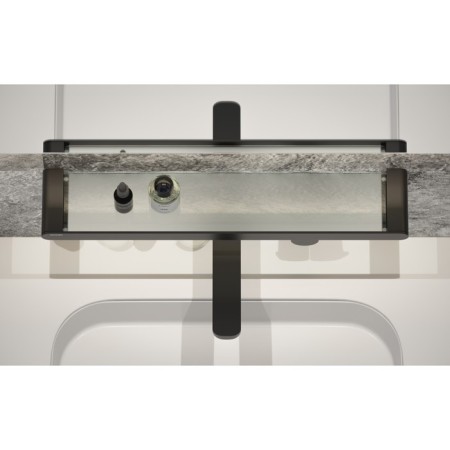 Полка с держателями 60 см матовое стекло, черный ARTWELLE-4